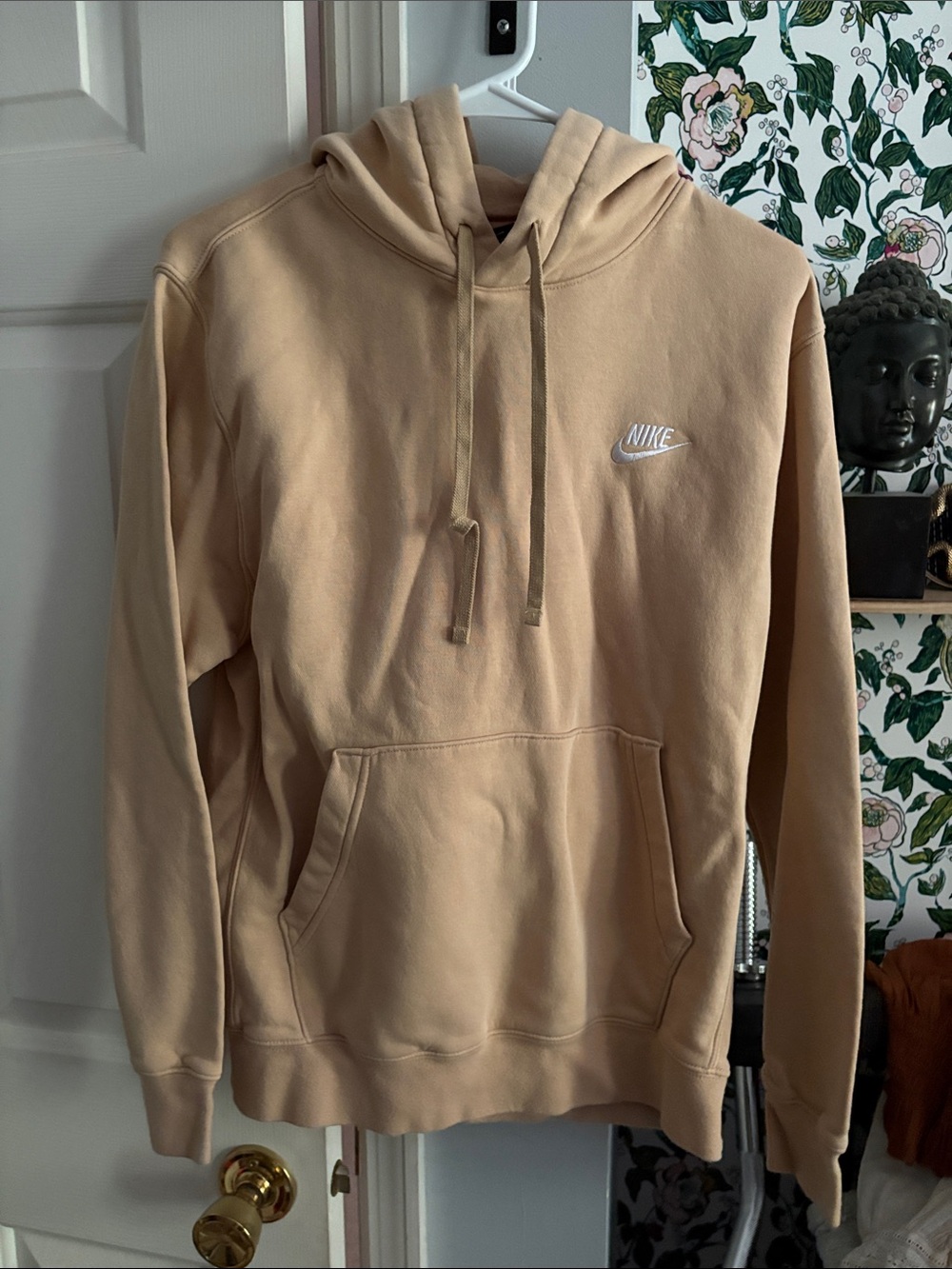 Nike Beige Hoodie with White Swoosh